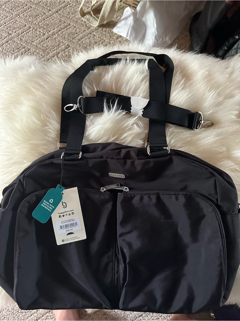 Baggallini Black Travel Duffel Bag with Shoulder Strap - NWT